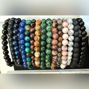 Multi-Color Natural Stone Bead Bracelet Set - Women's Jewelry